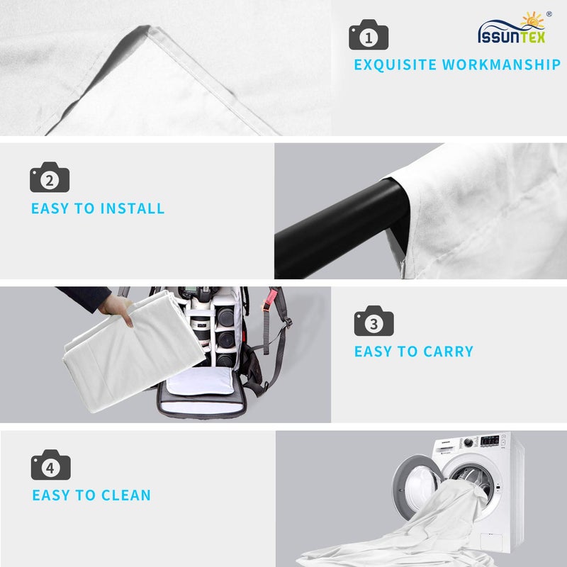 ISSUNTEX 10X12 ft Background Muslin Backdrop, Photo Studio, Collapsible High Density Screen for Video Photography and Television-White - Image 4